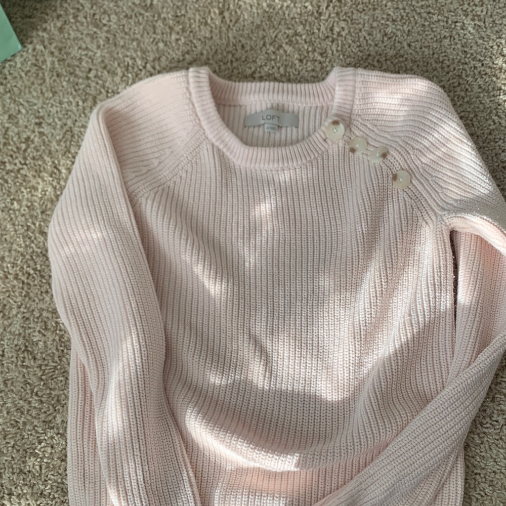LOFT Light Pink Button-Detail Sweater